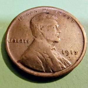 1917 Lincoln Wheat Penny 1-Cent In Good Circulated Condition. Item #5054